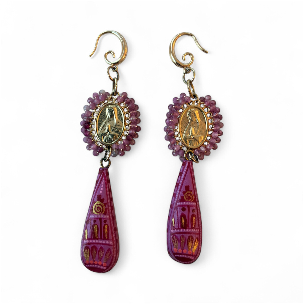 Holy Drop Earrings (Magenta)