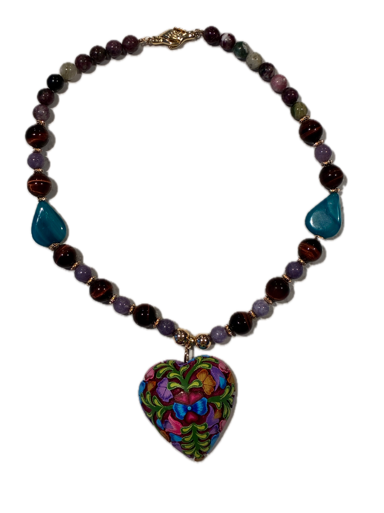 Carved Heart Necklace (Forest)