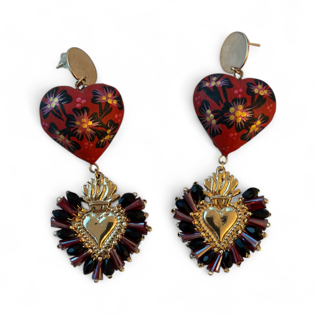 Sacred Heart Earrings (Red)